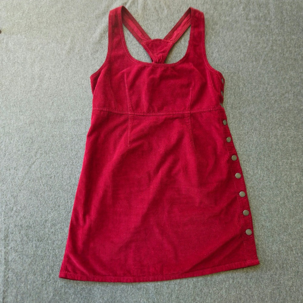 American Eagle Burgandy Maroon Corduroy Preppy Overall Dress Racerback Medium